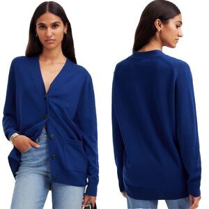 Madewell Merino Wool‎ Boyfriend Cardigan Button Relaxed Small Bright Cobalt